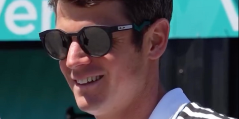 Triathlete Jonny Brownlee was seen wearing black Oakley HSTN OO9242 01 Prizm sunglasses at the Great Yorkshire Show, July 2025. Shop online now on Pretavoir
