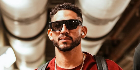 Baseball player Jose Caballero of the New York Yankees was seen wearing black Burberry Micah BE4397U 3001/87 sunglasses in August 2025.