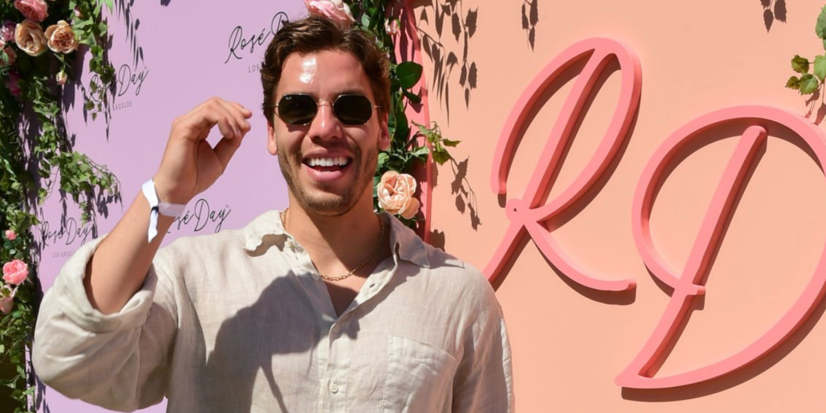Joseph Baena was seen wearing gold Ray-Ban Octagonal RB 3556N 001 sunglasses to attend the Rosé Day Los Angeles, June 2023
