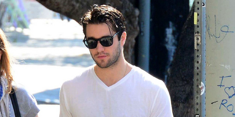 Actor Josh Bowman was seen wearing black Persol 3059S 95/31 sunglasses in Los Angeles, February 2014.