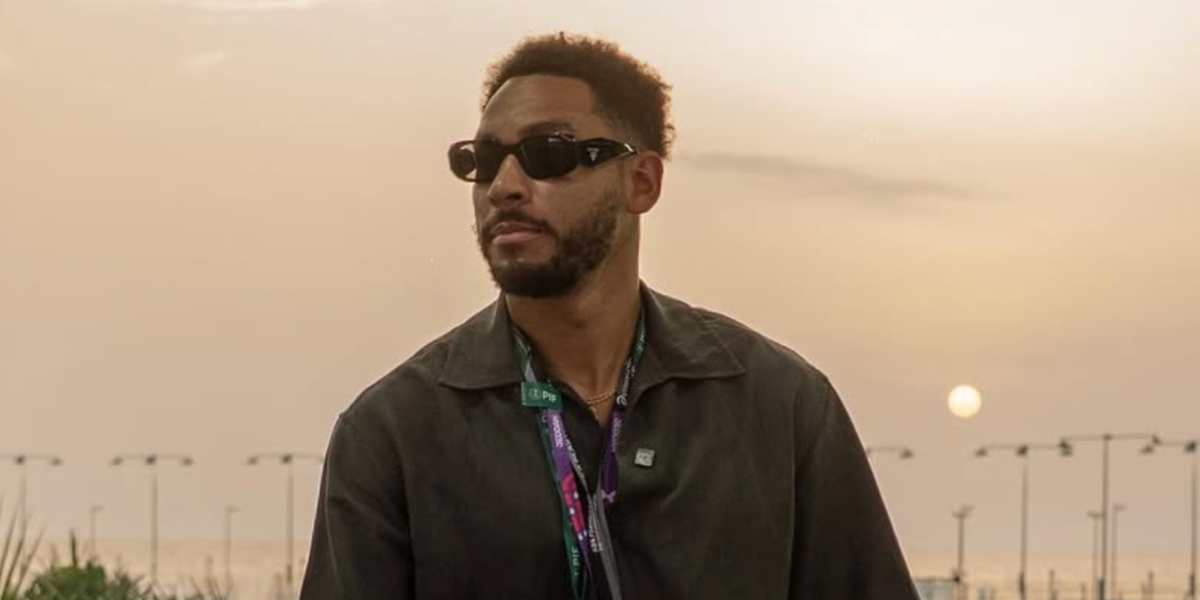 Love Island presenter Josh Denzel was seen wearing black Prada PR 17WS 16K40J sunglasses with violet lenses at the Jeddah E-prix in February 2025. Shop online now on Pretavoir