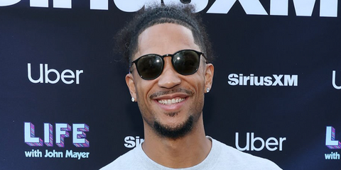 Basketball player Josh Hart of the New York Knicks was seen wearing black Giorgio Armani AR8186U 5001/2A sunglasses at John Mayer's live performance in New York City, August 2026.