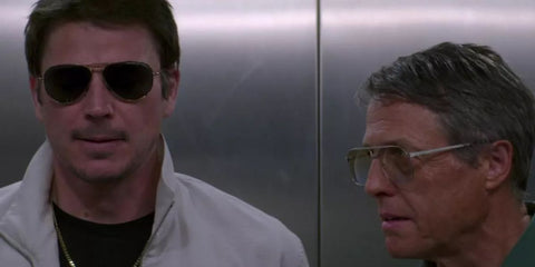 Josh Hartnett, pictured with Hugh Grant, was seen wearing Porsche Design 8508 A Gold Aviators with Polarised Lenses in 2023 movie Operation Fortune