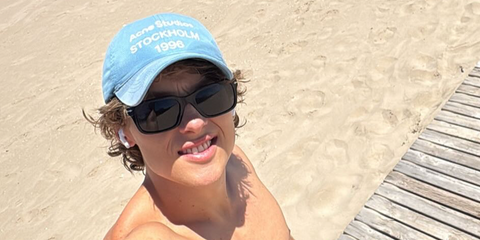 Actor Josh Macqueen was seen wearing black Persol 3272S 95/48 sunglasses with grey Polarised lenses in his Instagram post, June 2026