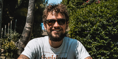 Celebrity actor and musician Josh Whitehouse was seen wearing brown Ray-Ban New Wayfarer RB 2132 6608/M2 Polarised sunglasses in a Flaunt Magazine feature.