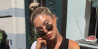 Influencer and creator Jourdan Sloane was seen wearing gunmetal Ray-Ban Round Metal 3447 029 sunglasses in her Facebook post, August 2019.
