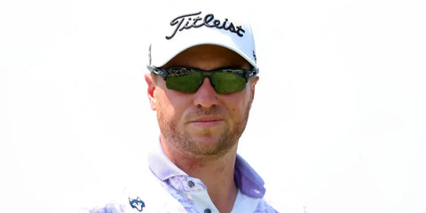 Professional golfer Justin Thomas was seen wearing black Oakley Flak 2.0 XL OO9188 72 Prizm Polarised sunglasses during the first round of the 3M Open in Minneapolis, July 2023.