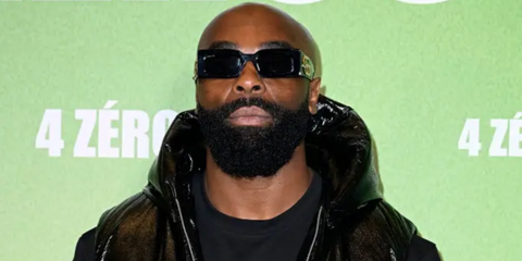 French rapper Kaaris was seen wearing black Gucci GG1425S 001 rectangular sunglasses to attend the 4 Zeros premiere in Paris