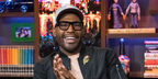 Karamo Brown is seen wearing Alexander McQueen AM0452O 001 glasses to Watch What Happens Live With Andy Cohen