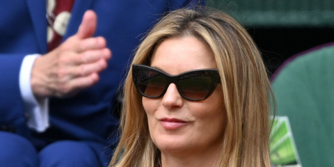 Professional golfer Justin Rose's wife Kate Phillips Rose was seen wearing black Dolce&Gabbana DG4417 3246/8G cat eye sunglasses at the Wimbledon Tennis Championships 2026