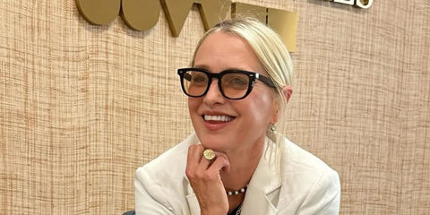 Emmy Award-winning actress Katherine LaNasa was seen wearing Oliver Peoples N.06 OV5546U 1772 optical glasses in her Instagram post, July 2024. Shop online now on Pretavoir