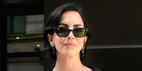 Actress and producer Katie Maloney was seen wearing black Ray-Ban Lady Burbank RB 2299 901/31 sunglasses in New York City, June 2026.