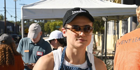 Actress Katy O'Brian was seen wearing Ray-Ban Bill RB 2198 1292/51 sunglasses at the Feeding America's Thanksgiving Volunteer Event in Los Angeles, November 2025.