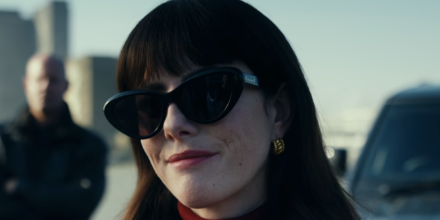 Kaya Scodelario in Netlfix's The Gentleman wearing Gucci sunglasses