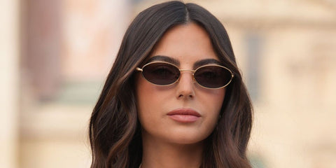 Model Kelly Piquet was seen wearing gold Bottega Veneta Sardine BV1386S 001  sunglasses at the Elie Saab Fall/Winter 2026 fashion show during Paris Fashion Week.
