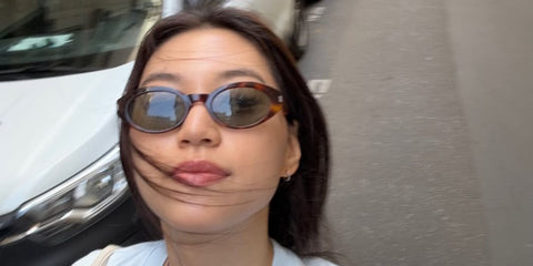 South Korean actress and singer Kim Do-yeon of the girl group Weki Meki was seen wearing tortoiseshell Saint Laurent SL 567 002 oval sunglasses in Paris, July 2025. Shop online now on Pretavoir