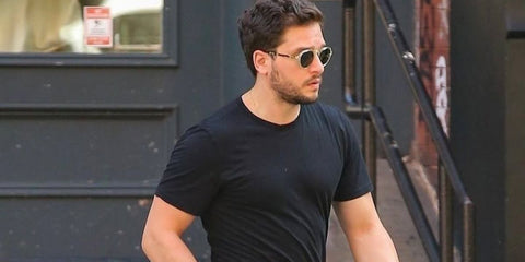 Kit Harington is seen wearing Oliver Peoples Gregory Peck Sun OV5217S 1485/W4 sunglasses