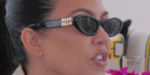 Kourtney Kardashian wears Miu Miu Sunglasses (MU 09YS) in Kardashians episode.