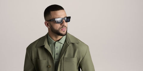 English footballer Kyle Walker of Manchester City was seen wearing black Hugo Boss 1855/S 807KU sunglasses with blue lenses in the BOSS Eyewear Fall/Winter 2025 campaign. Shop online now on Pretavoir