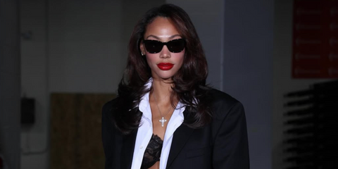 Kysre Gondrezick is seen wearing Saint Laurent Sun SL 587/K 001 square sunglasses in her Instagram post