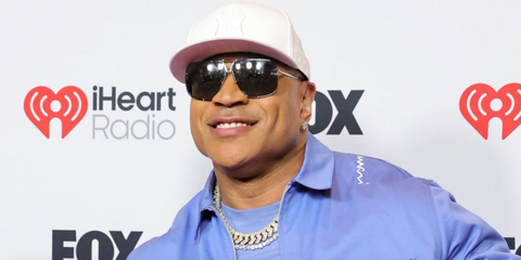 LL Cool J was seen wearing Porsche Design 8928 C Palladium Frame sunglasses With Blue Interchangeable Lenses to attend the 2025 iHeartRadio Music Awards in California, March 2025