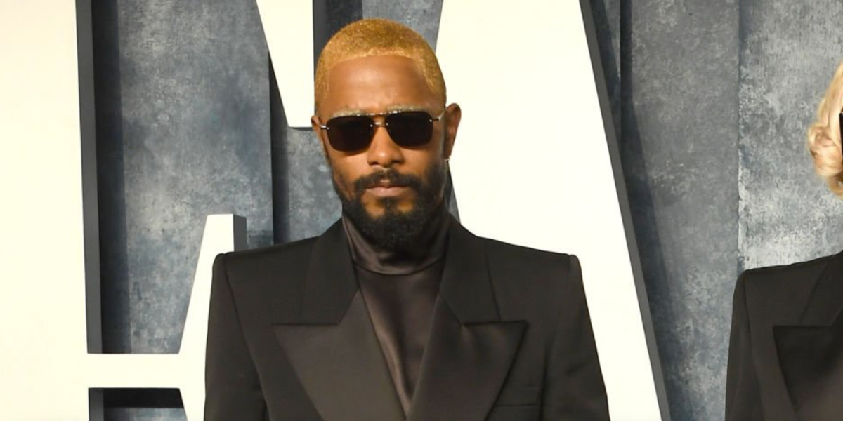 LaKeith Standfield was seen wearing silver Saint Laurent Sun SL 417 001 sunglasses to attend the 2023 Vanity Fair Oscar Party