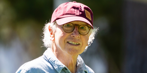 Larry David was seen wearing striped brown tortoise Oliver Peoples Gregory Peck OV5186 1689 round optical glasses at the American Century Golf Championship in July 2026