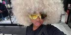 Actress Leah Jeffries was seen wearing gold Versace 2226 1002/7P shield sunglasses in her Instagram post, January 2023. Shop online now on Pretavoir