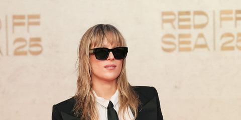 Polish actress Lena Gora was seen wearing black Saint Laurent Sun SL 617 001 sunglasses at the Red Sea International Film Festival 2025 in Jeddah, Saudi Arabia.