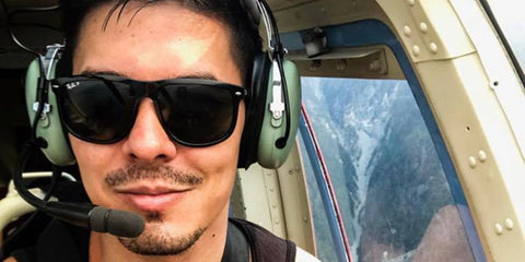 Model and actor Lewis Tan was seen wearing black Ray-Ban 4147 601/58 Polarised sunglasses on the movie set of Wu Assssins