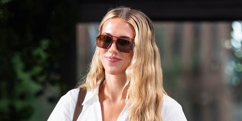 Basketball player Lexie Hull of the Indiana Fever was seen wearing tortoise Dolce&Gabbana DG4541 502/73 aviator sunglasses in New York City, August 2026.