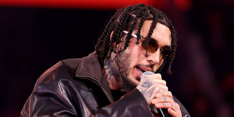 Rapper LiAngelo Ball, also known as GELO, was seen wearing white Cartier Buffalo Horn CT0046S 004 sunglasses with brown gold lenses during the 2025 All-Star Saturday Night in San Francisco.