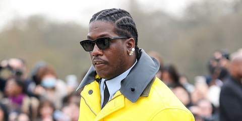 Rapper Lil Yachty was seen wearing black Loewe Slim LW40177I 01A sunglasses at the Loewe Fall/Winter 2026 fashion show during Paris Fashion Week.