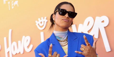 Canadian YouTuber Lilly Singh was seen wearing black Saint Laurent Sun SL 276 Mica 001 cat eye sunglasses to attend the Season 3 premiere of Netflix series Never Have I Ever