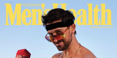 Australian actor Lincoln Younes was seen wearing orange Maui Jim Palulu RM680-29 / MJ0680S 004 sunglasses in an Australian Men's Health feature, December 2024.