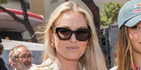 Alpine ski racer Lindsey Vonn was seen wearing black Gucci GG1422S 001 sunglasses at the F1 Monaco Grand Prix 2026.