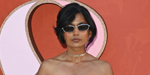 Danish actress Linnea Berthelsen was seen wearing silver Prada PR D51S 1BC50Q sunglasses at the V&A Summer Party in London, June 2026.