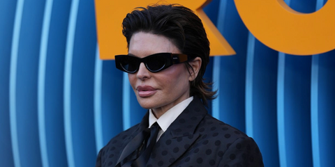 Lisa Rinna was seen wearing black Alaia AA0075S 001 sunglasses at the Los Angeles premiere of "Running Point" season 2, April 2026.