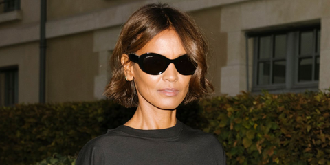 Liya Kebede was seen wearing black Balenciaga BB0446S 001 butterfly sunglasses at the Balenciaga Spring/Summer 2026 fashion show during Paris Fashion Week. Shop online now on Pretavoir