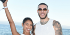 Lonzo Ball, pictured with Ally Rossel was seen wearing gold Cartier CT0468S 004 rimless sunglasses with brown gradient lenses at The h.wood Group's 10th annual red, white & bootsy 4th of July 2024 in Malibu