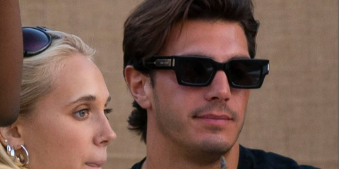 Love Island UK winner Lorenzo Alessi was seen wearing black Saint Laurent SL 572 001 sunglasses at All Points East Festival in August 2026.