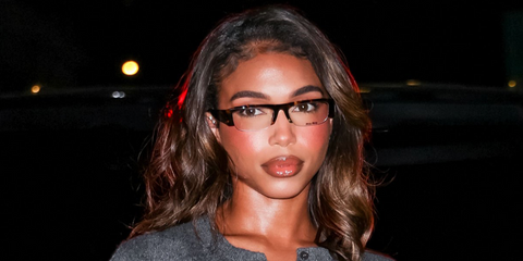 Lori Harvey was seen wearing tortoise Miu Miu MU B07S 14L08N Blue Control sunglasses at the Miu Miu Miutine party in New York City, September 2025.