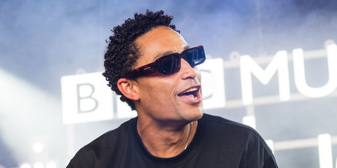 Rapper and poet Loyle Carner was seen wearing tortoiseshell Prada PR 06YS 17R06A sunglasses at the BBC Reading Festival. Shop online now on Pretavoir