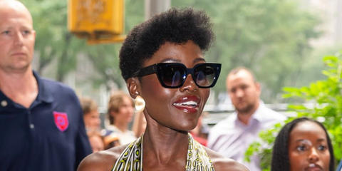 Lupita Nyong'o was seen wearing Cutler and Gross Sun 1422 01 Black sunglasses as she was arriving to Jimmy Fallon studios in New York City promoting The Odyssey, July 2026.