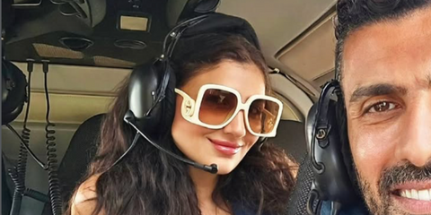 Egyptian actress Mai Omar was seen wearing ivory white Gucci GG1326S 002 sunglasses with brown gradient lenses in her Instagram post, August 2025.