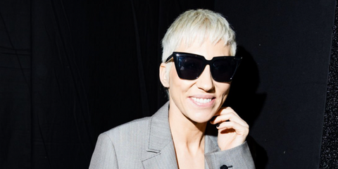 Italian singer Malika Ayane was seen wearing black Balenciaga BB0046S 001 sunglasses at the Alberta Ferretti Fall/Winter 2024 fashion show during Milan Fashion Week. Shop online now on Pretavoir