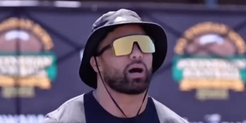 Former American football player Manti Te'o was seen wearing black Oakley Sutro OO9406 05 sunglasses with 24k Prizm lenses.