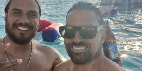 New Zealand actor Manu Bennett was seen wearing black Saint Laurent Sun SL 659 001 sunglasses in Tahiti, French Polynesia, shared through his Instagram post in July 2024.