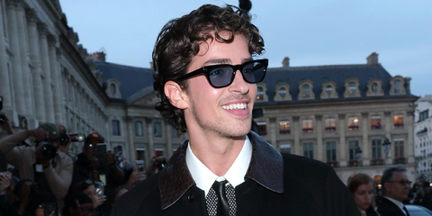 Spanish actor Manu Rios was seen wearing black Tom Ford Penn-02 TF1362 01V sunglasses with light blue lenses at the Tom Ford Spring/Summer 2026 fashion show during Paris Fashion Week. Shop online now on Pretavoir