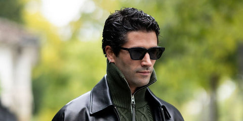 Spanish creative director Marc Forne was seen wearing black Loewe Slim LW40177I 01A sunglasses at the Loewe Spring/Summer 2026 fashion show during Paris Fashion Week.